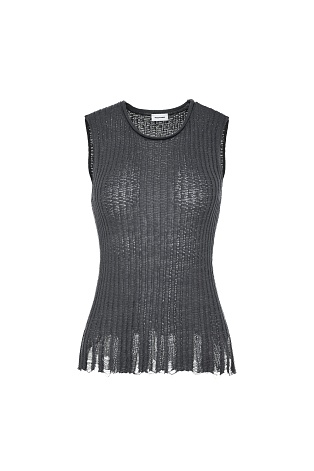Топ без рукавов с рваным эффектом, серый