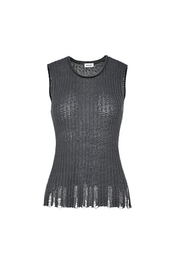 Топ без рукавов с рваным эффектом, серый