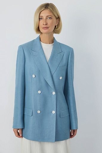 Двубортный пиджак, цвет голубой KINSLEY