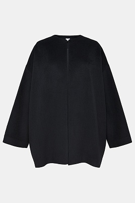 Свободное кашемировое полупальто, черное
