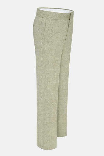 Прямые свободные брюки в елочку, фисташковые