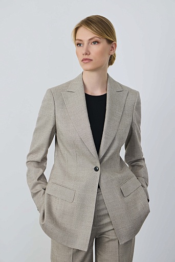 Удлиненный жакет на одной пуговице, серо-бежевый FLORENCE