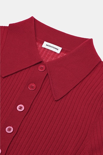 Лонгслив из шерсти в рубчик, красный