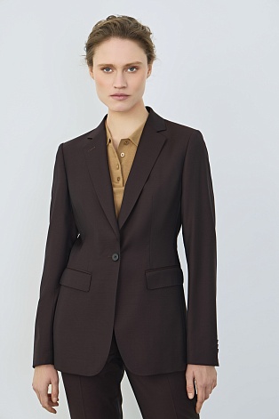 Приталенный жакет из шерсти, темный шоколад