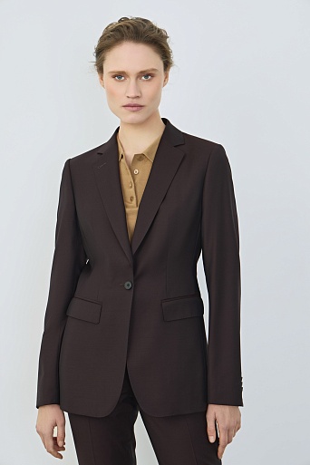 Приталенный жакет из шерсти, темный шоколад