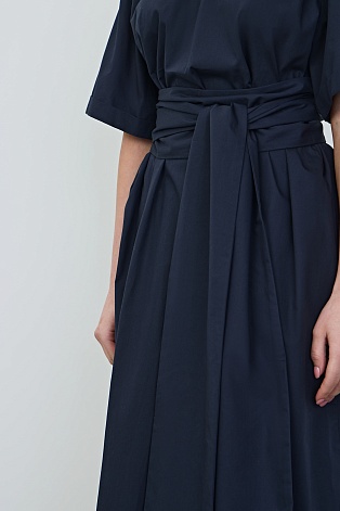 Платье-трансформер из хлопка с поясом, черное