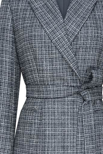 Жакет на поясе в клетку, серый