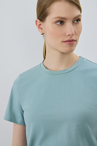 Базовая футболка из хлопка, мятно-голубая