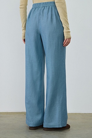 Свободные брюки на кулиске из шерсти, лиоцелла и шелка, голубая