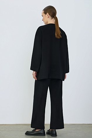 Свободное кашемировое полупальто, черное
