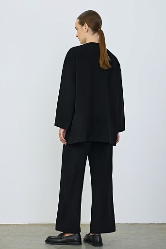 Свободное кашемировое полупальто, черное