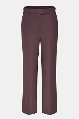 Прямые костюмные брюки из шерсти, красно-коричневые