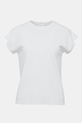 Трикотажный топ с коротким рукавом, белый