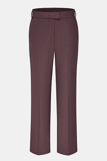 Прямые костюмные брюки из шерсти, красно-коричневые