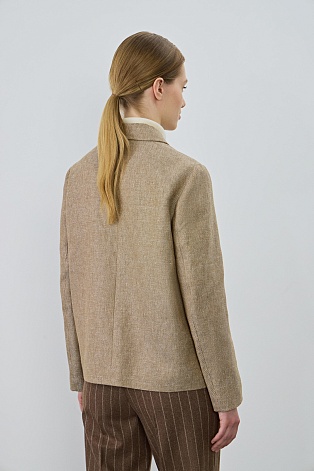 Куртка-жакет изо льна, бежево-коричневый меланж