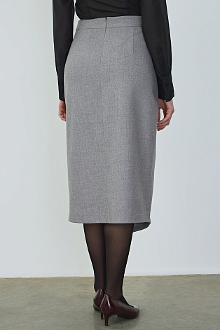 Ассиметричная юбка с запахом, серая