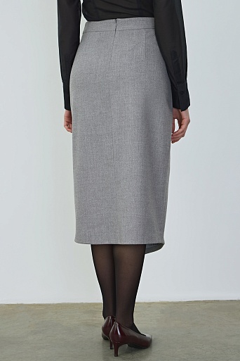 Ассиметричная юбка с запахом, серая