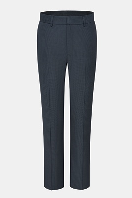 Зауженные костюмные брюки из шерсти в мелкую клетку, темно-серые ANNIKA