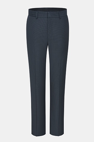 Зауженные костюмные брюки из шерсти в мелкую клетку, темно-серые ANNIKA