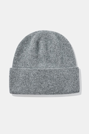 Шапка с отворотом с ангорой, серая