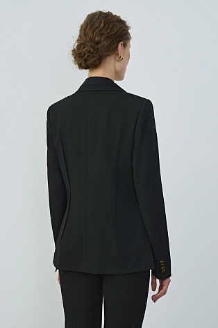 Жакет с акцентными вытачками и золотыми пуговицами, черный