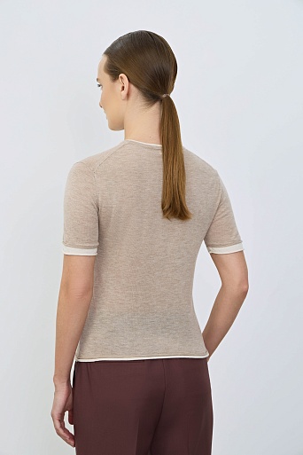 Двойной трикотажный топ, бежево-молочный