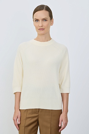 Свободный джемпер с рукавом 3/4, кремовый