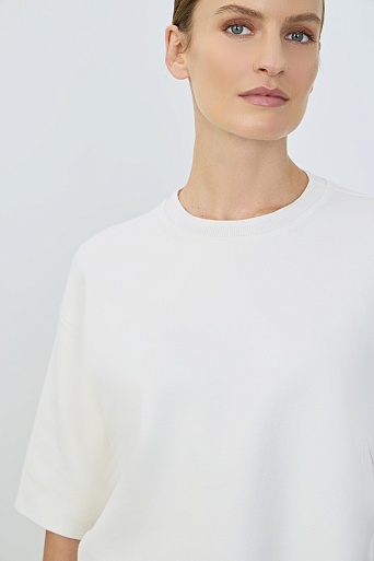 Трикотажная футболка оверсайз, белая