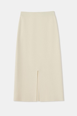 Трикотажная юбка ниже колена с кашемиром, белая