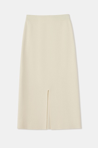 Трикотажная юбка ниже колена с кашемиром, белая