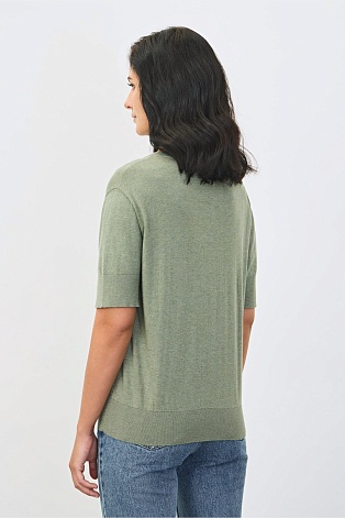 Джемпер из хлопка с коротким рукавом, цвет шалфей