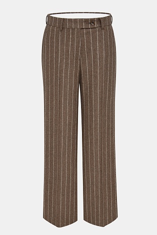 Прямые свободные брюки в полоску, коричневые
