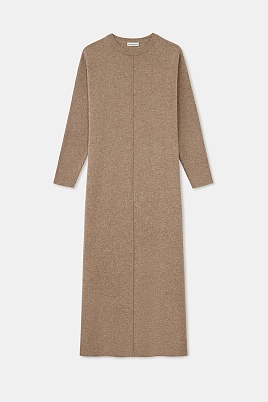 Трикотажное платье с кашемиром, светло-коричневое