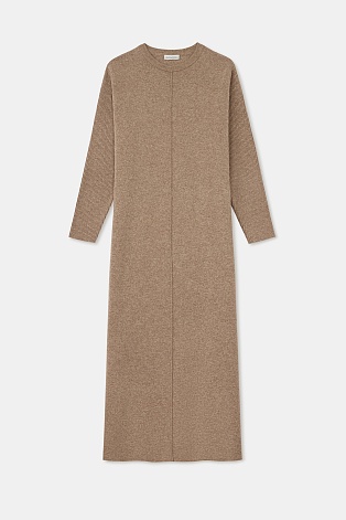 Трикотажное платье с кашемиром, светло-коричневое