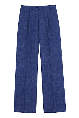 Свободные синие брюки с содержанием льна