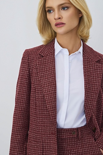 Удлиненный жакет в белую клетку, кирпичный GABRIELLA