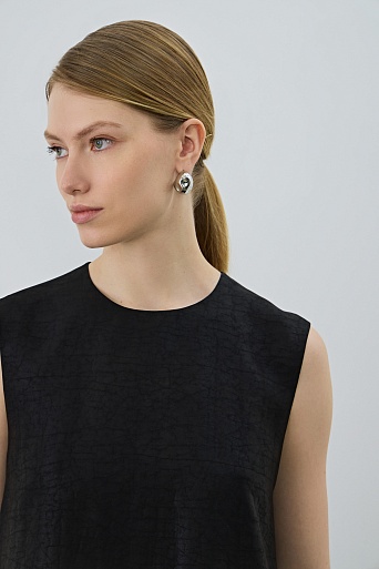 Текстурное платье из натурального шелка, черное