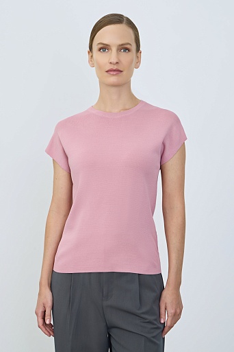 Трикотажный топ с коротким рукавом, нежно-розовый