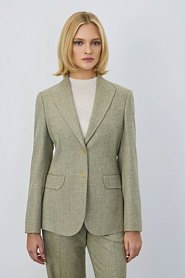 Жакет в елочку на двух пуговицах, фисташковый AGATHA