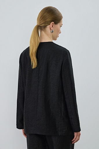 Текстурный жакет из натурального шелка, черный