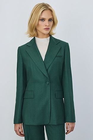 Удлиненный жакет на одной пуговице, изумрудный