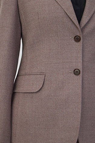 Приталенный костюмный жакет из шерсти, серо-коричневый