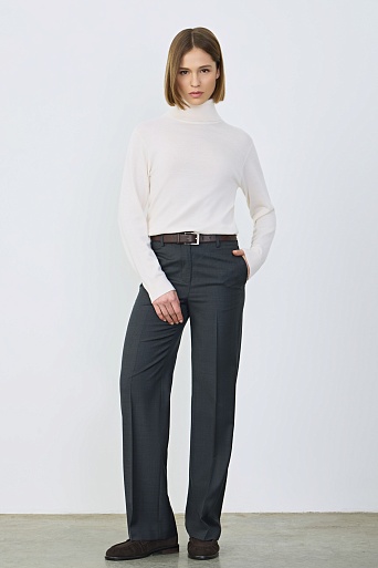 Прямые брюки из шерсти, серые 