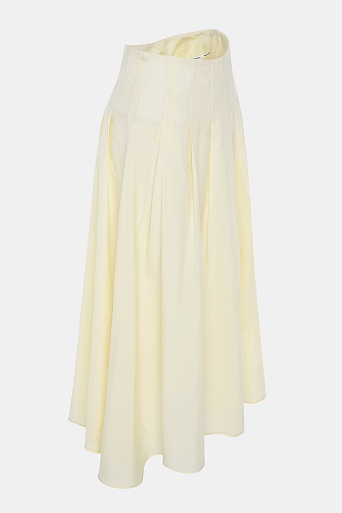 Длинная юбка в складку из тенселя и льна, сливочная