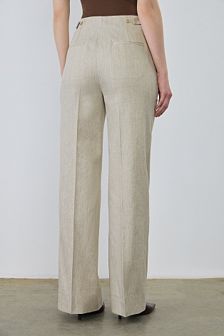 Расклешенные брюки со льном, цвет овсяное молоко