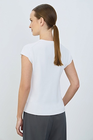 Трикотажный топ с коротким рукавом, белый