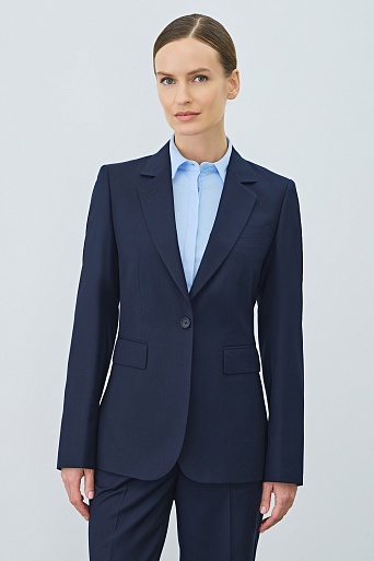 Костюмный жакет на одной пуговице, темно-синий KARLA