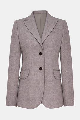 Приталенный костюмный жакет из шерсти, серо-коричневый