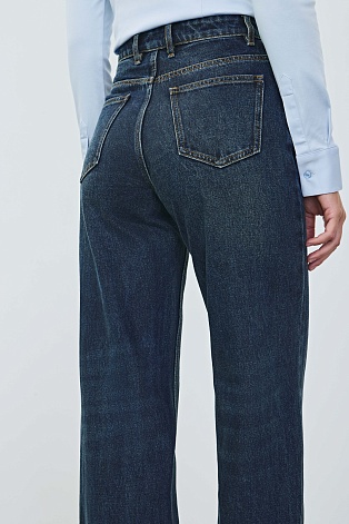 Свободные прямые джинсы, темно-синие 