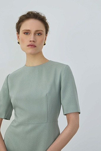Однотонное платье-футляр с короткими рукавами, мятное